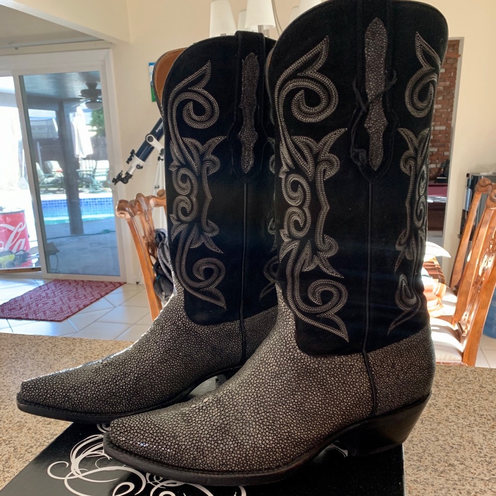 Black Jack Sanded Stingray dark grey boots. Sz 10E